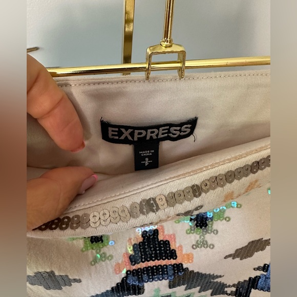 Express - Aztec Sequins Iridescent Mini Skirt - Picture 4 of 4